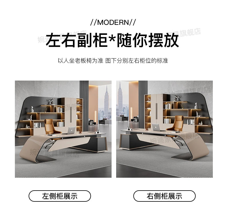 Designer Modern Office Desks Asthetic Luxury Storage Drawers Writing Executive Desk L Shaped Study Escritorios Office Furniture