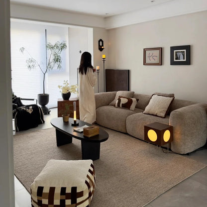 Large Retro Lounge Lazy Sofa Modern Chenille Apartment Living Room Cream Tofu Blocks Style Fabric Armchairs Home Furniture