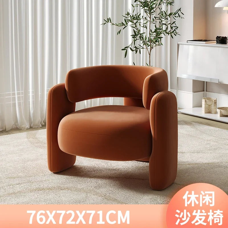 Cream Single Sofa Chair Balcony Light Luxury Chair Tea Table Combination Beauty Salon Rest Area Reception Negotiation Chair