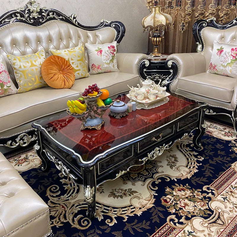 Solid wood coffee table, ebony piano paint high-end luxury solid wood tea table