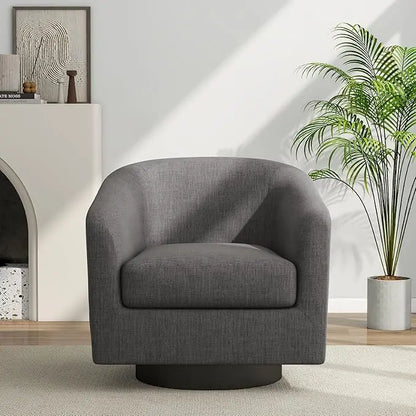 Faux Leather Swivel Barrel Accent Chairs, 360° Swivel Round Single Sofa Chair, Comfy Upholstered Club Armchair for Liv