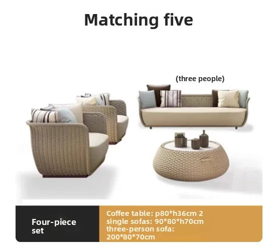 Italian Style Modern Luxury Waterproof Outdoor Rattan Garden Sofa Set For Hotels And Villas For Courtyard