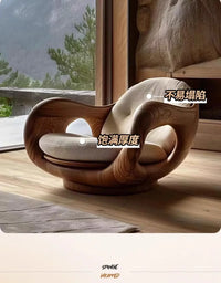 Sofa chair designer creative single log living room study Italian minimalist recliner