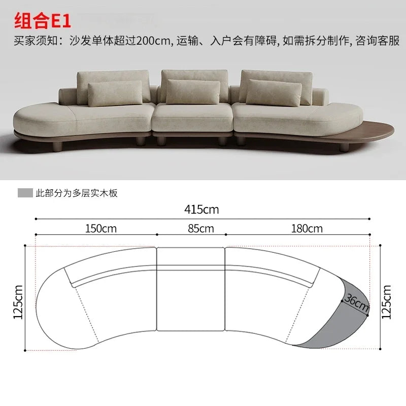 B73 Italian wabi-sabi palm beach fabric sofa living room modern simple curved light luxury, reception sofa