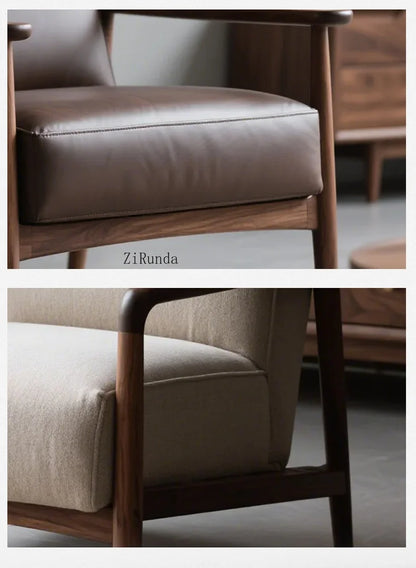 New Chinese walnut solid wood sofa chair Modern simple homestay negotiation leisure chair