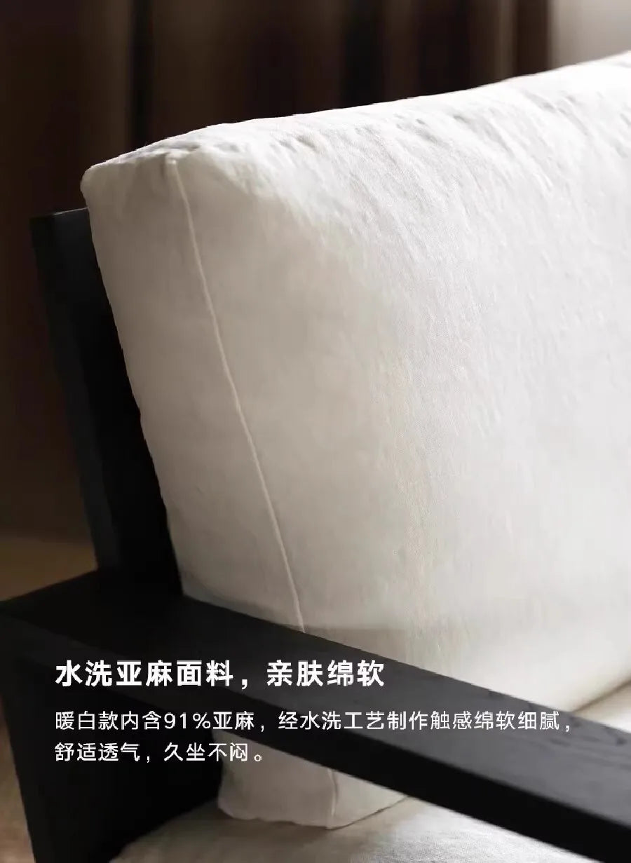 Retro Style Single Sofa Chair for Living Room with Solid Wood Frame Comfortable Lounge Seat