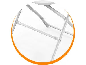 8 Pack White Plastic Folding Chair, Indoor Outdoor Portable Stackable Commercial Seat with Steel Frame 350lb.