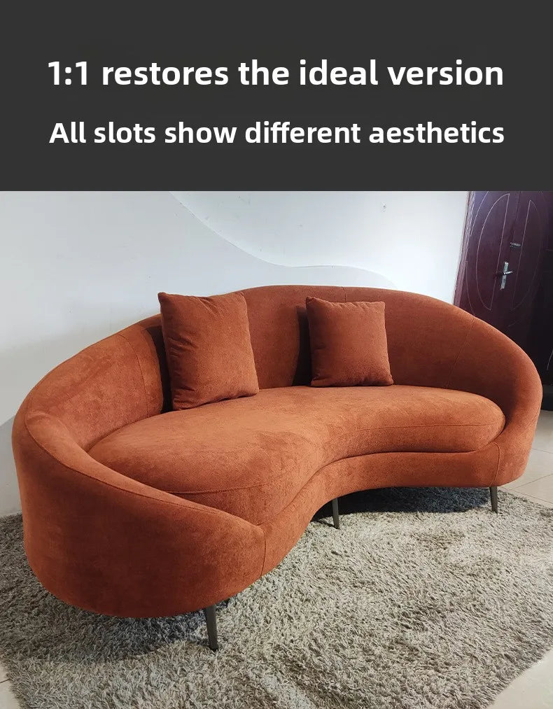 Cashew curved fabric sofa, living room lazy leisure Internet celebrity simple soft sofa
