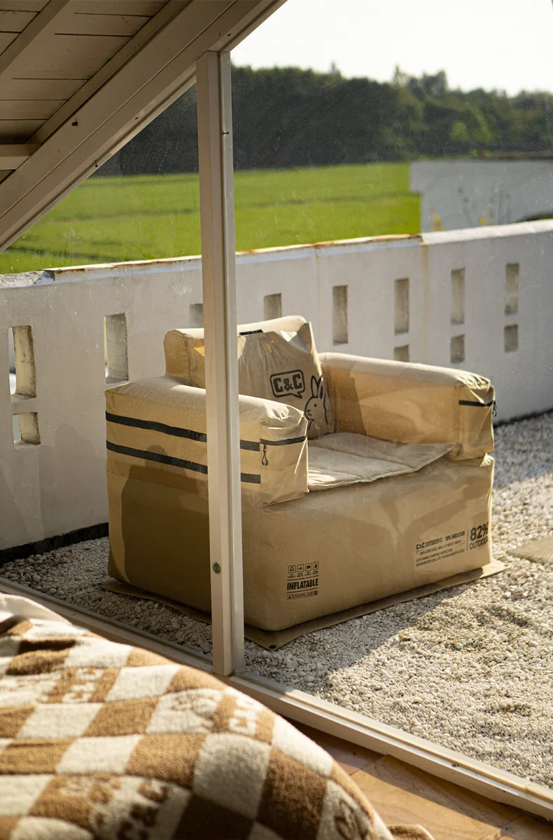 Double and Single Inflatable Sofa with Built-in Air Pump, Comfortable and Portable for Camping and Leisure Home Use