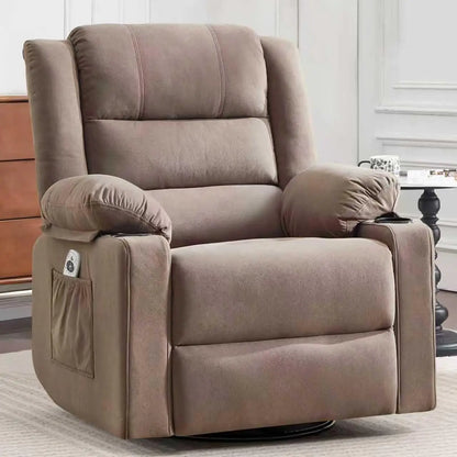 Ketaiyou Rocker Swivel Recliner Chair for Adults, Overstuffed Large Manual Recliner Glider with Massage and Heat, Comfy Soft