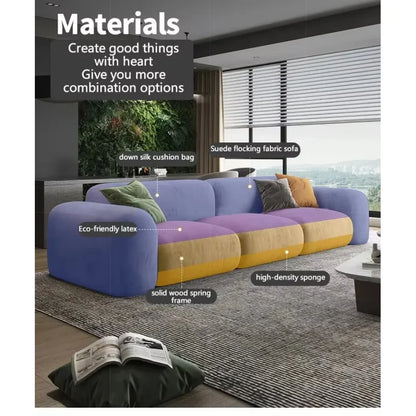 custom.Nordic Luxury 3-Seater Sectional Sofa Couch Set L-Shape Living Room Furniture Convertible Fabric Model Velvet Flo
