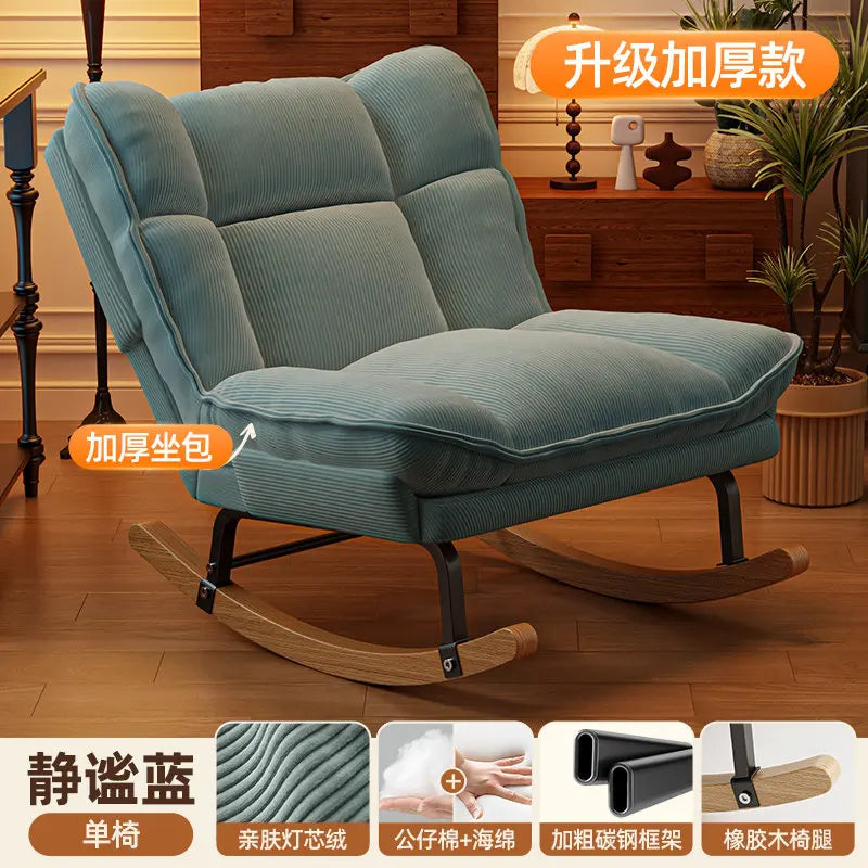 Nordic Office Recliner Chair Fluffy Lounger Comfortable Floor Recliner Chair Bedroom Rocking Chaise Lounge Hotel Furniture