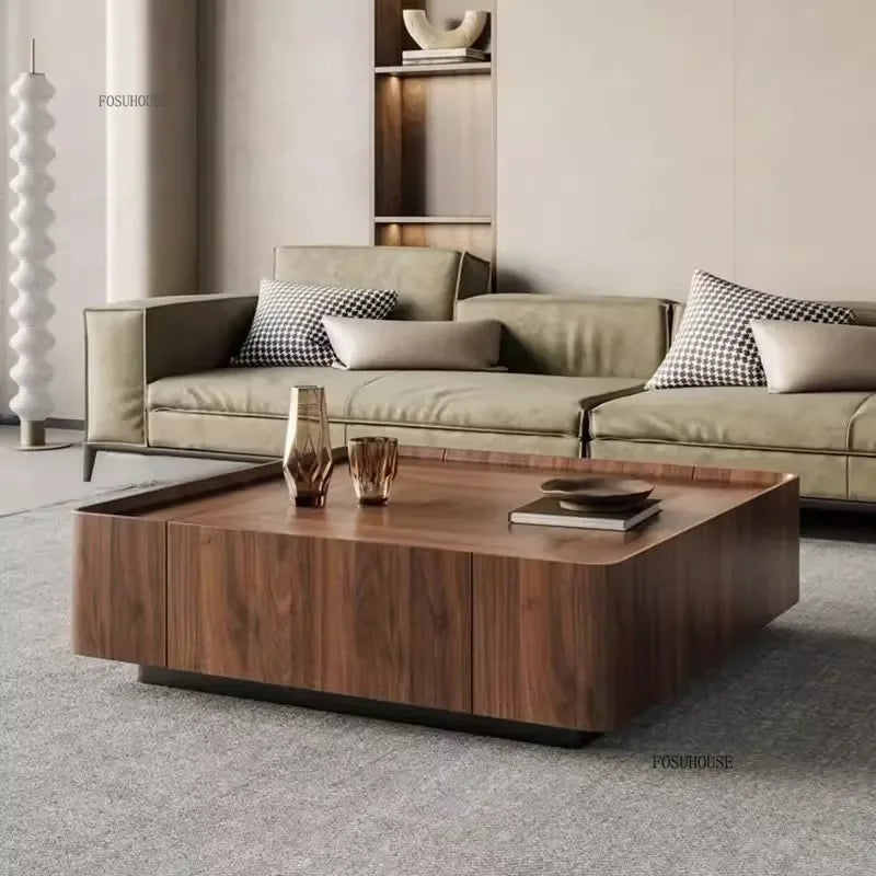 Nordic Solid Wood Coffee Tables Modern Coffee Tables for Living Room Furniture Design Sofa Side Tea Tables Organizer Drawers