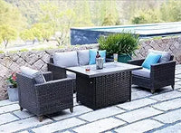 Outdoor Furniture, Patio Wicker Sectional Sofa Modular Furniture Set Single Sofa with Thick Cushions for Deck Porch Poolside Ga