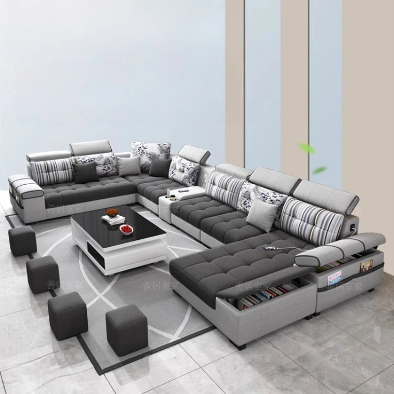 Sectional Living Room Sofas Lazy Lounge Designer Relax Sofa Multifunction Reclining Canape Salon De Luxe House Accessories