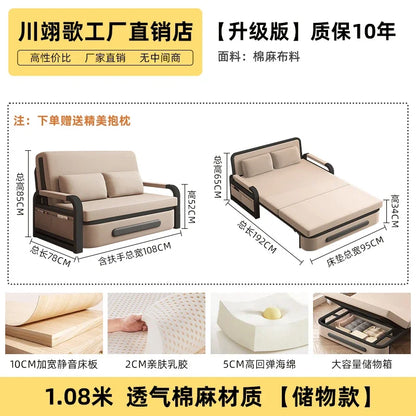 Sofa bed folding dual-purpose 2025 new single bed small apartment living room balcony folding bed multi-functional retractable b