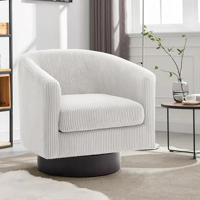 Faux Leather Swivel Barrel Accent Chairs, 360° Swivel Round Single Sofa Chair, Comfy Upholstered Club Armchair for Liv