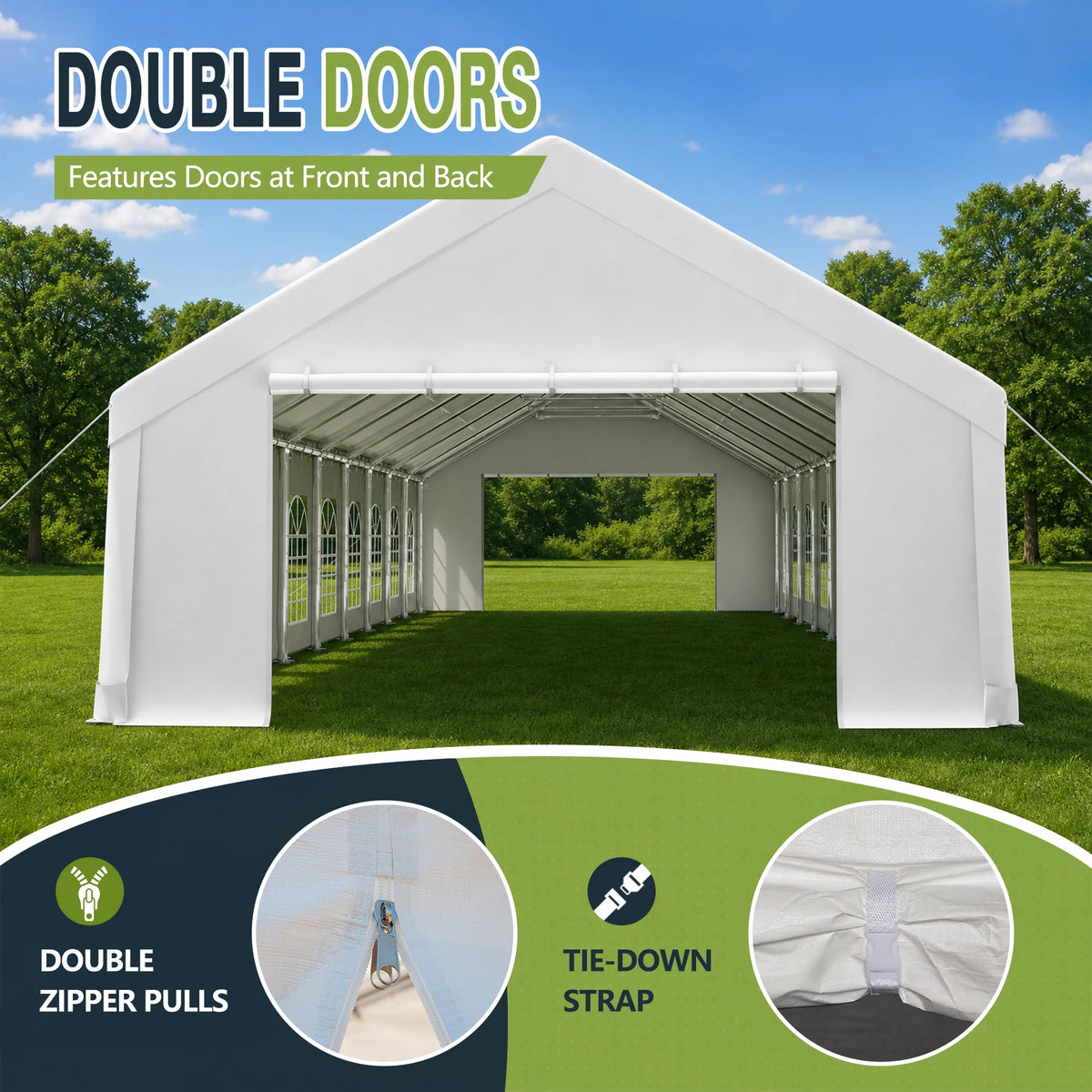 20x60FT Large Outdoor Event Tent Heavy Duty White Party Canopy Double Doors 18 PVC Windows Waterproof Steel Frame For Banquet Wedding Market