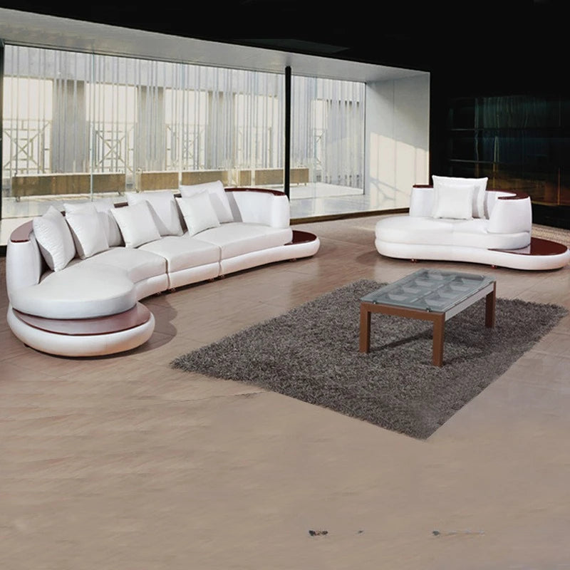 First layer cowhide sofa, creative curved leather sofa combination