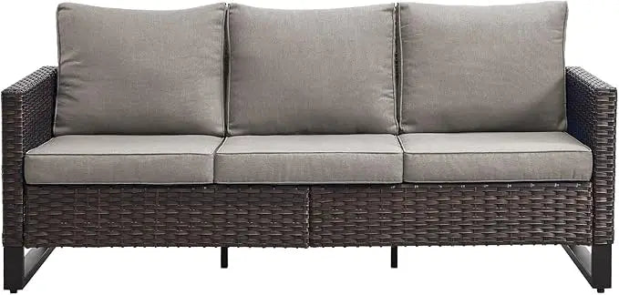 Outdoor Couch Patio Furniture: Wicker Patio Sofa with Deep Seat High Back, 800Lbs Weight Capacity Oversize Outdoor