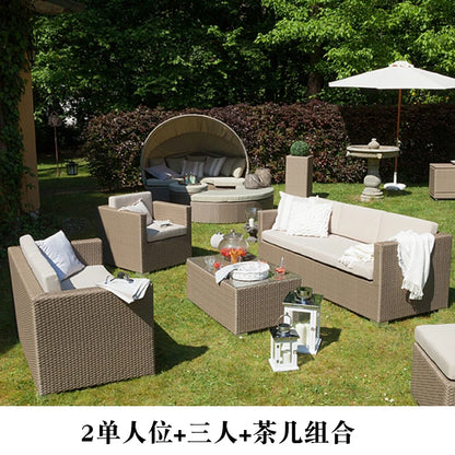 Outdoor Coffee Table Garden Sofas Combination Leisure Nordic Lawn Garden Sofas Simple Pe Rattan Furniture Sofá Jardín MHHYSF