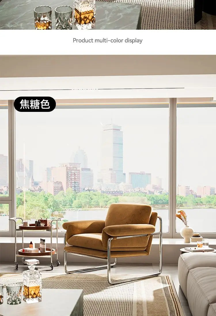 Bauhaus Antique Style Stainless Steel Designer Sofa Chair Living Room Home Balcony Leisure Recliner Negotiation Chair