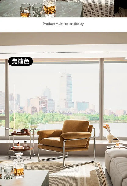 Bauhaus Antique Style Stainless Steel Designer Sofa Chair Living Room Home Balcony Leisure Recliner Negotiation Chair
