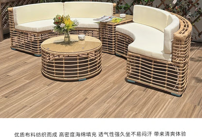 Outdoor rattan sofa courtyard open-air combination seat pe imitation rattan outdoor garden leisure balcony full circle curved ch
