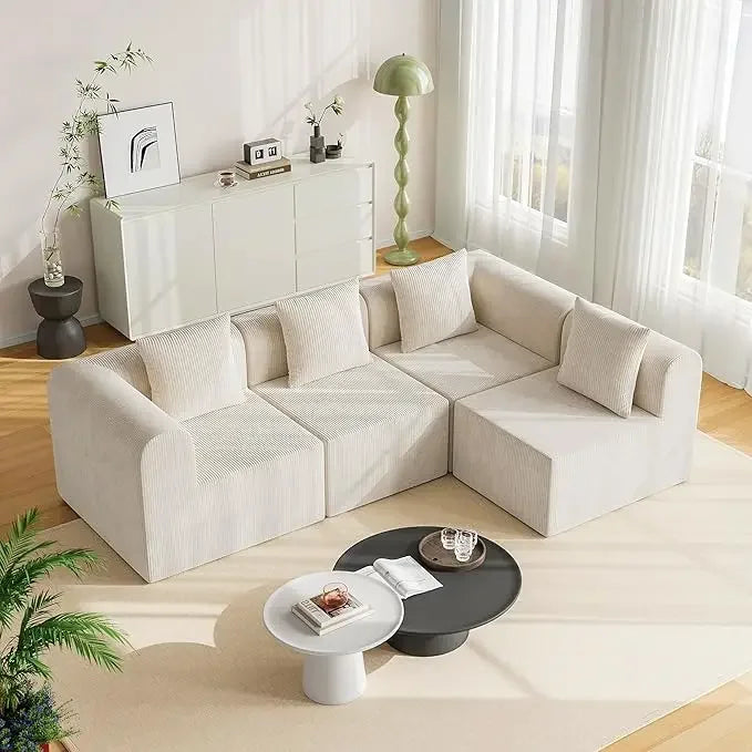 Cloud Modular Sectional Sofa with 2 Storage Ottomans 160.6" Down Filled Comfort U Shaped Sofa Minimalist Wide Deep Seat Couch