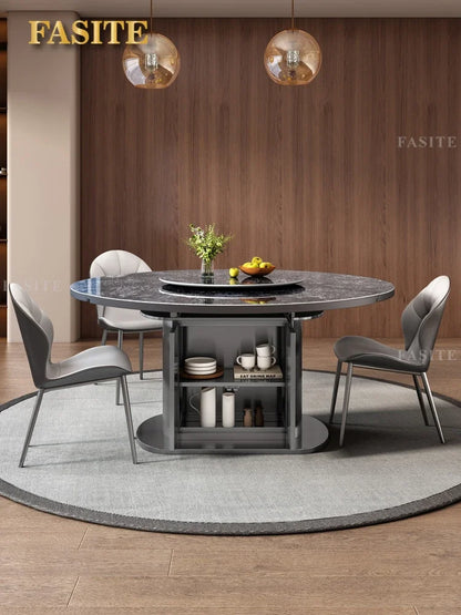 Dining table telescopic slate small apartment home Italian simple stainless steel storage dining table and chairs