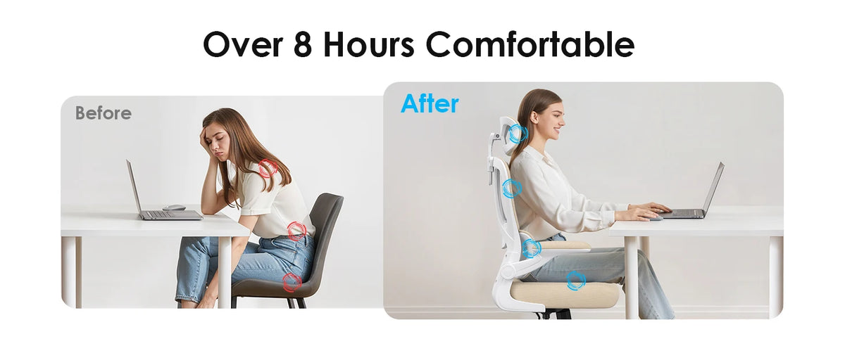 Farini Ergonomic Office Chair, Home Office Desk Chair with Lumbar Support & Headrest, High Back Computer Chair for Work, Study