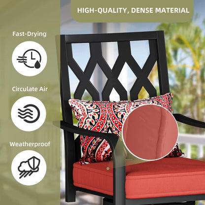 2 PCS Patio Chair Dining Outdoor 360 Swivel Seat Waterproof Cushion w/ Armrest
