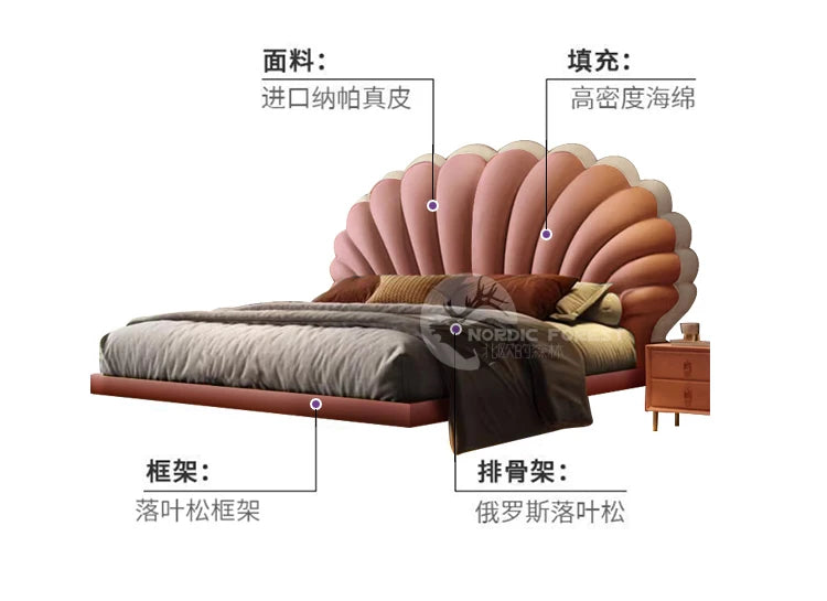Nordic Queen Double Bed 200x220cm Luxury Design elegant king size bed Modern comfortable home cama kingsize bedroom furniture