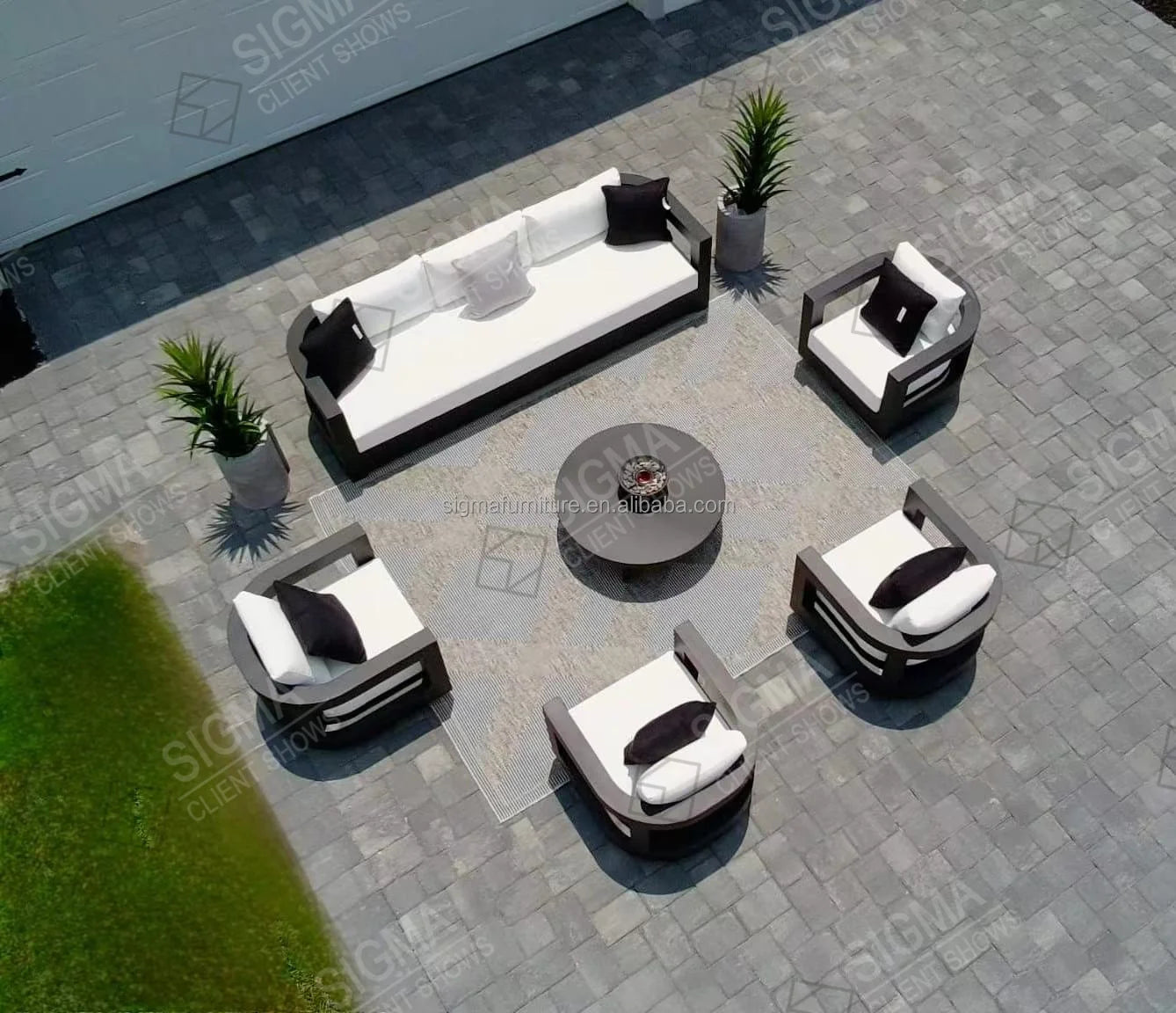 Sigma Designer Aluminum Furniture with Cushions Sofa Set Living Room Garden Patio Hotel Sectional Outdoor Sofa