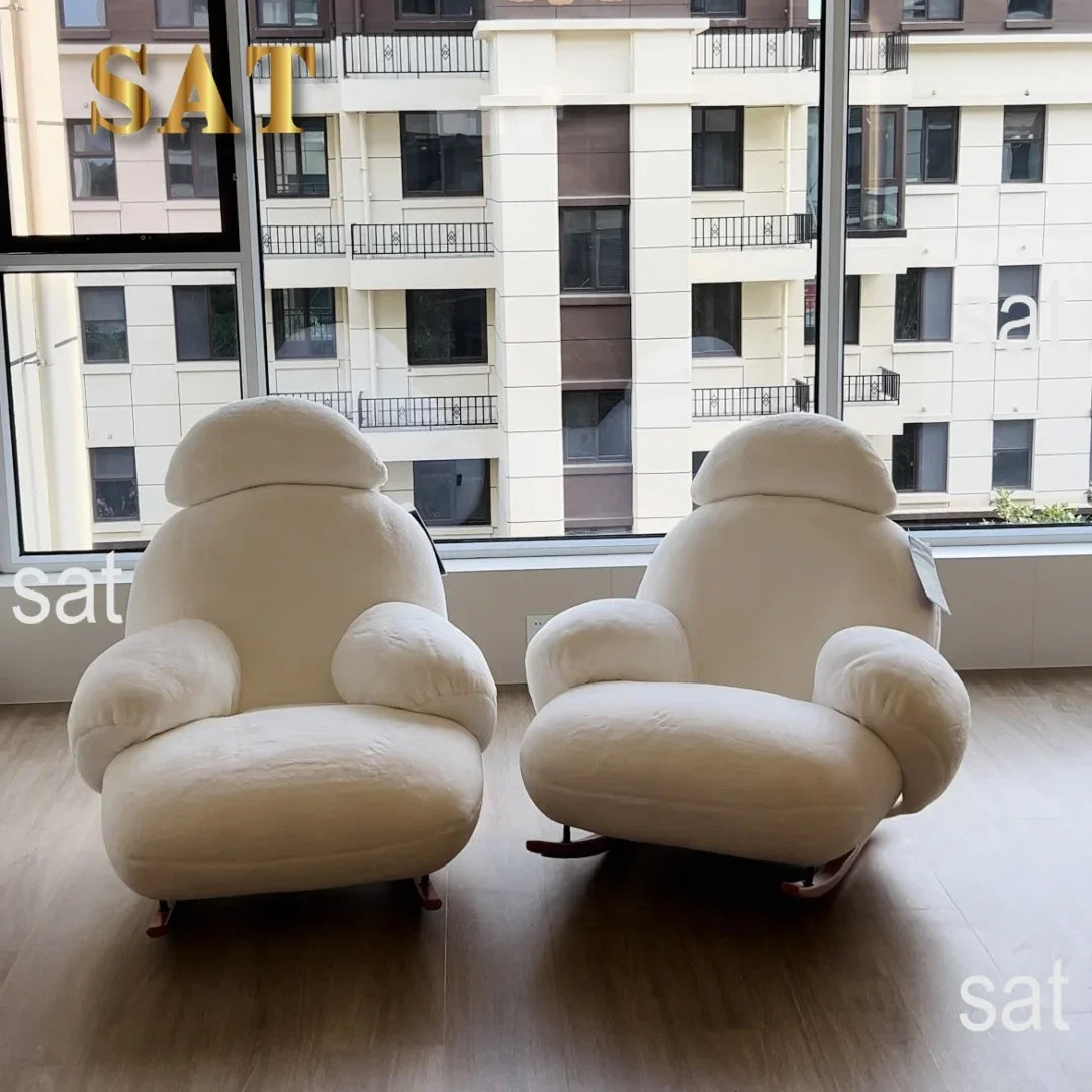 A The Cream Style Comfortable Sitting And Lying Angles Velvet Fabric Recreation Area Sillas