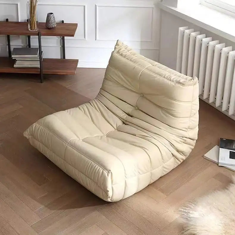 Single sofa living room bedroom lazy fabric leather leisure chair small apartment cream wind
