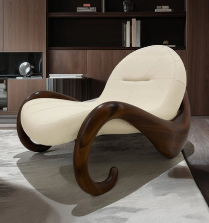 Sofa chair creative single living room study Italian minimalist leather leisure reclining chair