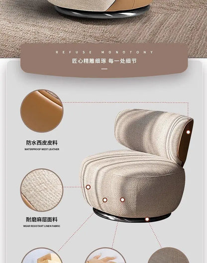 High-end Single Swivel Chair Lazy Leisure Chair New Sofa Living Room Balcony Bedroom Single Seat Personalized Fabric Chair
