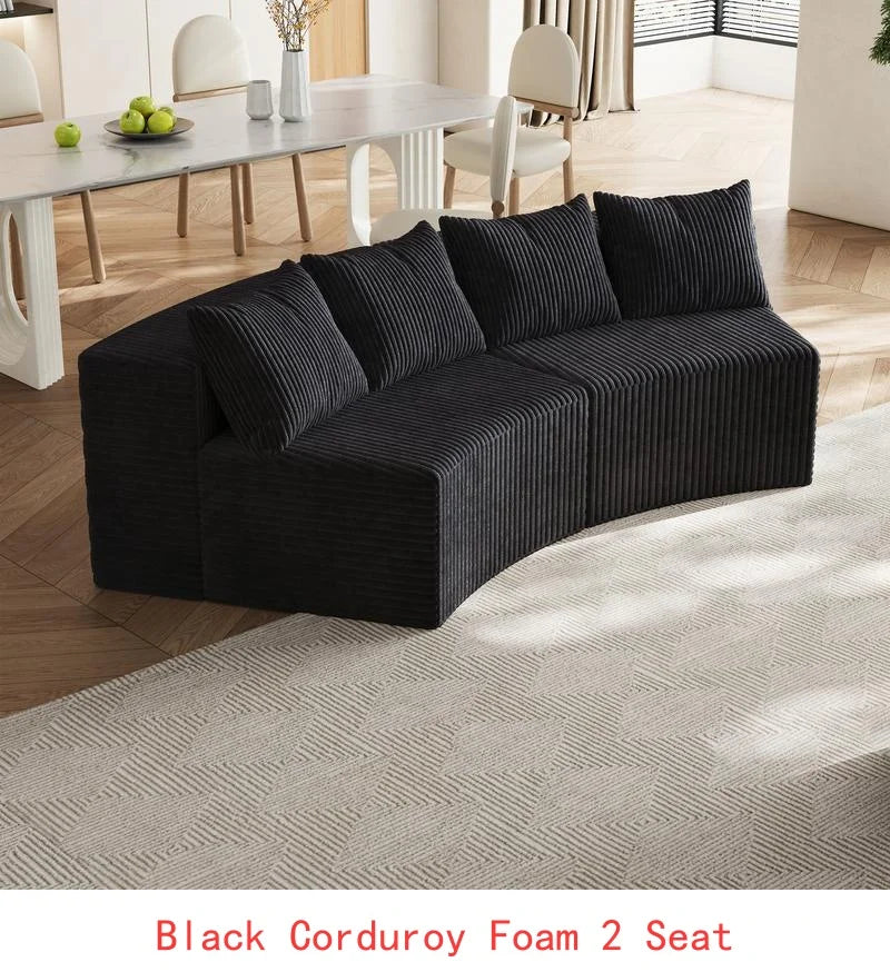Curved Modular Sectional Foam Sofa with 12 Pillows, Semi-Circular Design for Living Room, Bedroom, Office, Leisure, Nap,