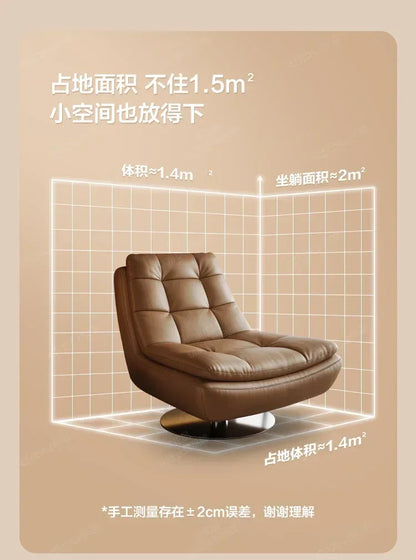 Genuine Leather Couch Single Minimalist Cream Style Living Room Small Apartment Bedroom Leisure Chair