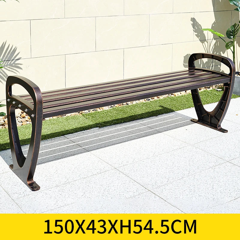 Factory Wholesale Street Park Bench Customized Metal Garden Bus Stops Bench Cast Aluminum Patio Garden Outdoor Bench
