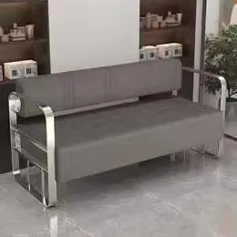 Sofa Barber Shop Waiting Stainless Steel Sofa Chair Fashion Hair Salon Hair Rest Chair Long