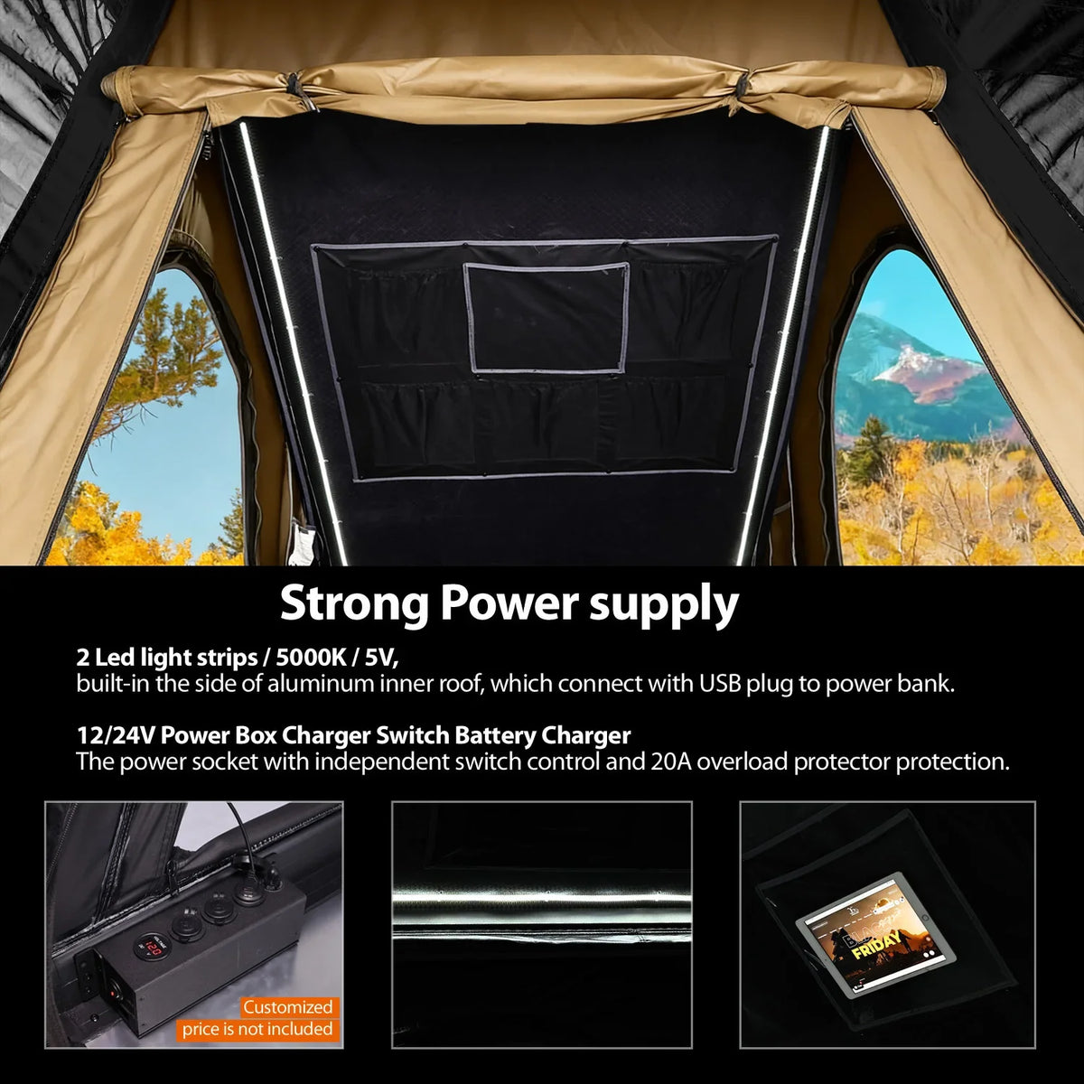 YOUNGHUNTER Aluminum Triangle SUV Pop-Up Roof Top Tent With Canvas Fabric Off-Roading Tent for SUVs
