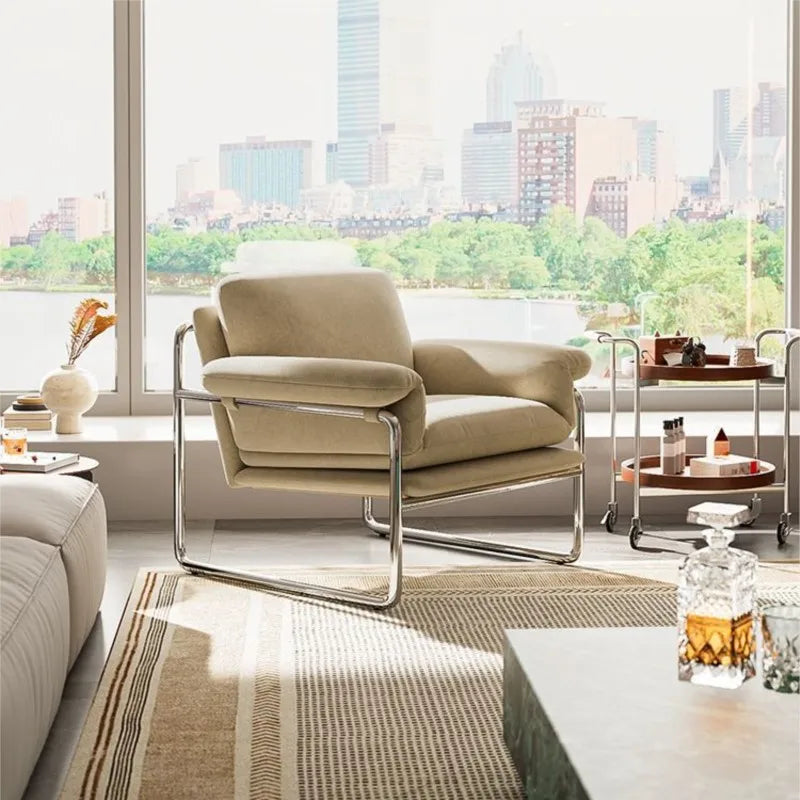Bauhaus Antique Style Stainless Steel Designer Sofa Chair Living Room Home Balcony Leisure Recliner Negotiation Chair