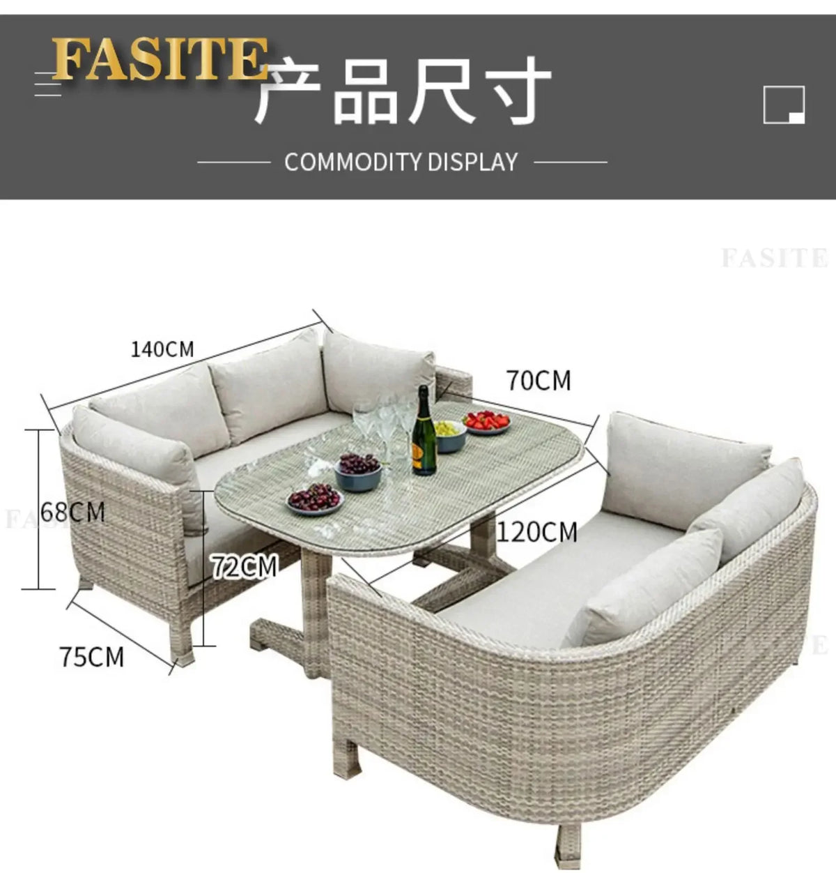 Rattan woven sofa combination terrace leisure outdoor rattan furniture garden courtyard waterproof