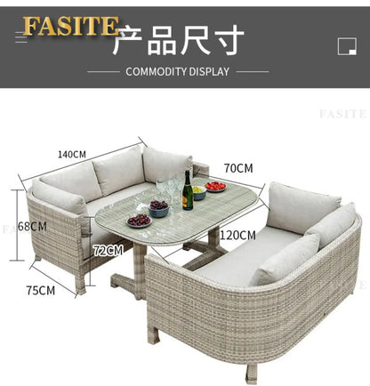Rattan woven sofa combination terrace leisure outdoor rattan furniture garden courtyard waterproof