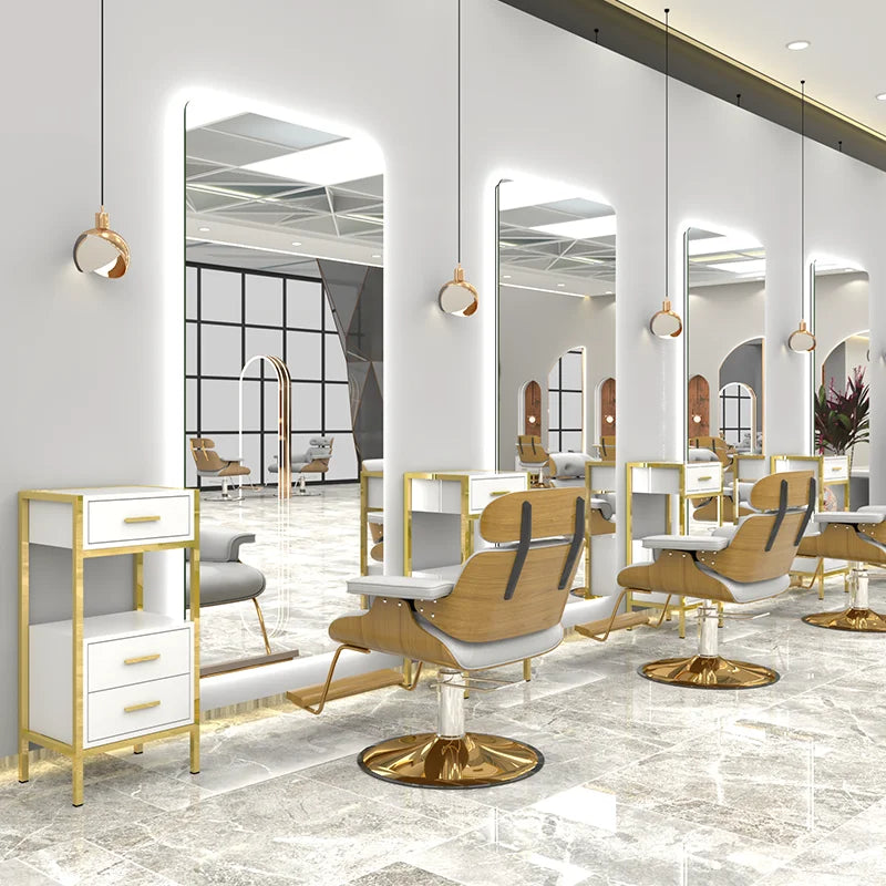 High-end Luxury LED Hairdressing Mirror Hanging Mirror Glass One Side Can Be Customized Size For Barber Shop