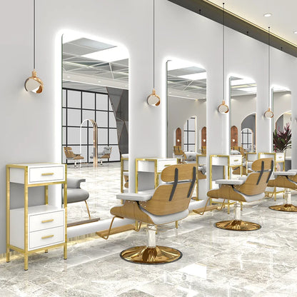 High-end Luxury LED Hairdressing Mirror Hanging Mirror Glass One Side Can Be Customized Size For Barber Shop