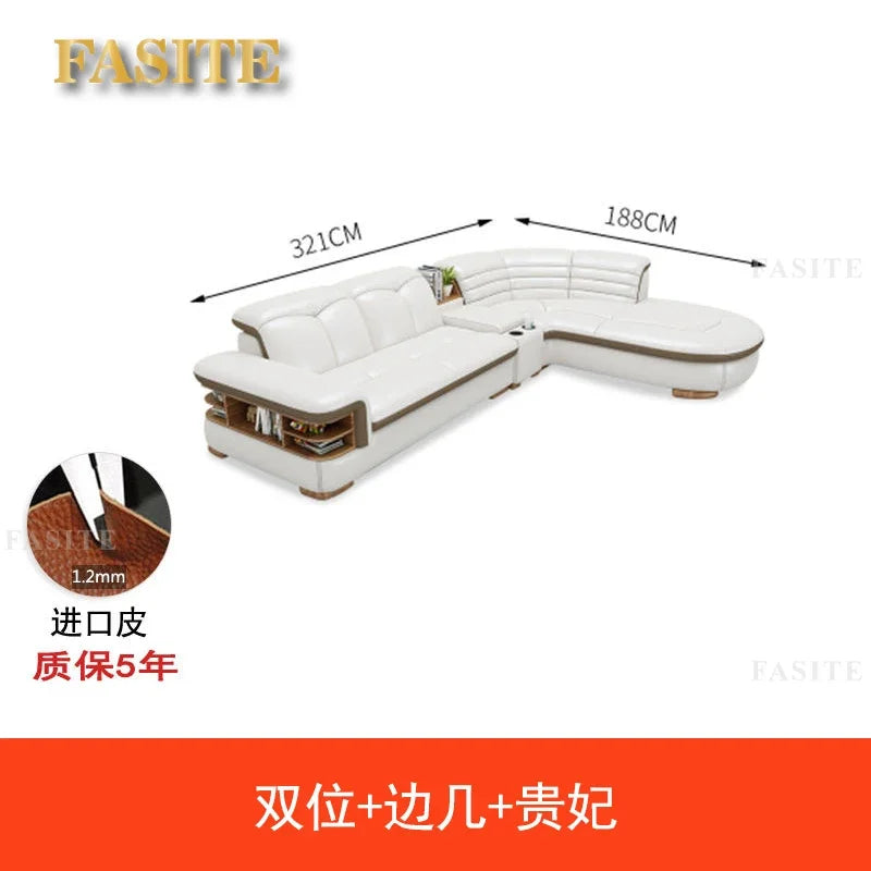 Premium Genuine leather sofa with cowhide top layer, modern and simple high-end living room corner combination