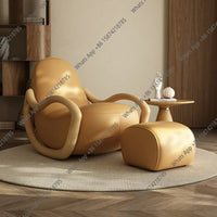 Cream wind solid wood rocking chair technical cloth household balcony Chinese lazy sofa  FT